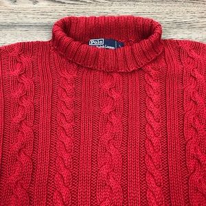 Polo by Ralph Lauren Sweaters - Polo Ralph Lauren Red Cable Knit Turtleneck L Polo by Ralph Lauren Sweaters - Polo Ralph Lauren Red Cable Knit Turtleneck L